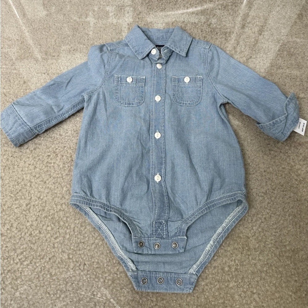 OSH KOSH B GOSH DENIM ONE PIECE ROMPER INFANT 12 MOS